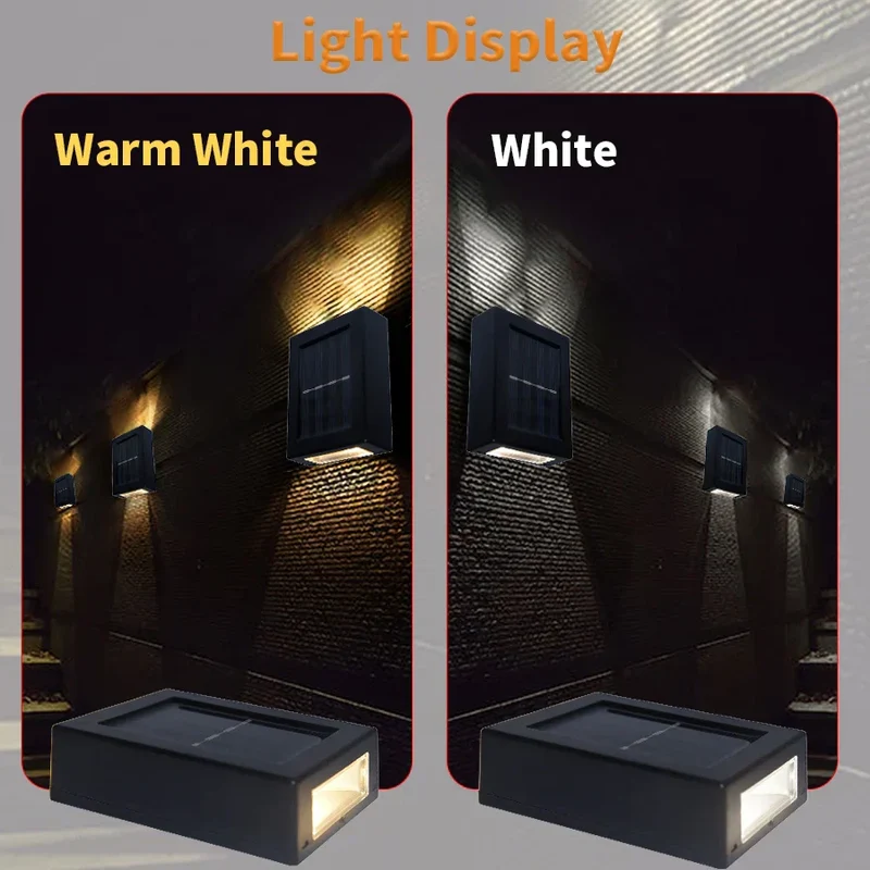 Skanto | Wasserdichte LED-Solar-Wandleuchte: Up- und Down-Beleuchtung für Balkon, Garten, Weg und Landschaft