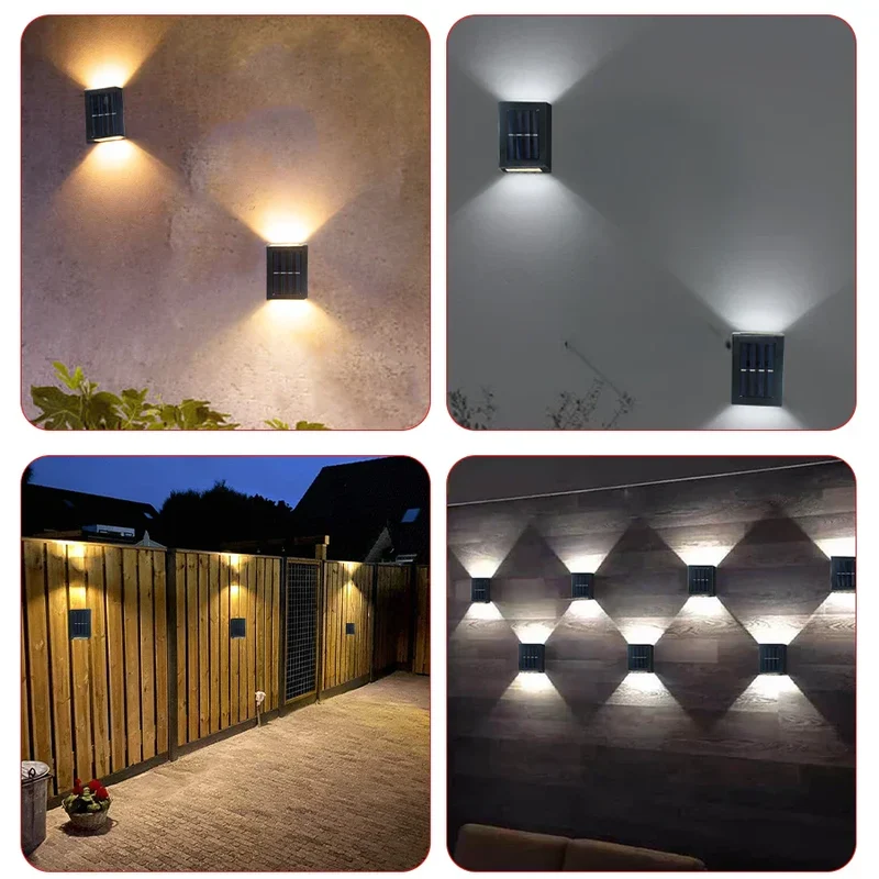 Skanto | Wasserdichte LED-Solar-Wandleuchte: Up- und Down-Beleuchtung für Balkon, Garten, Weg und Landschaft