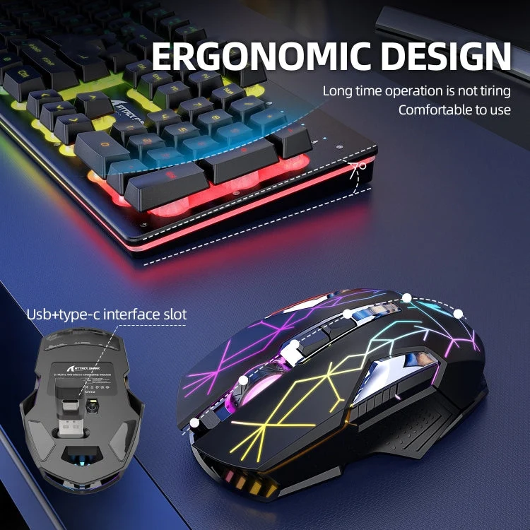 Skanto | Attack Shark T3RGB RGB beleuchtete kabellose Tastatur- und Maus-Kombination (Schwarz)