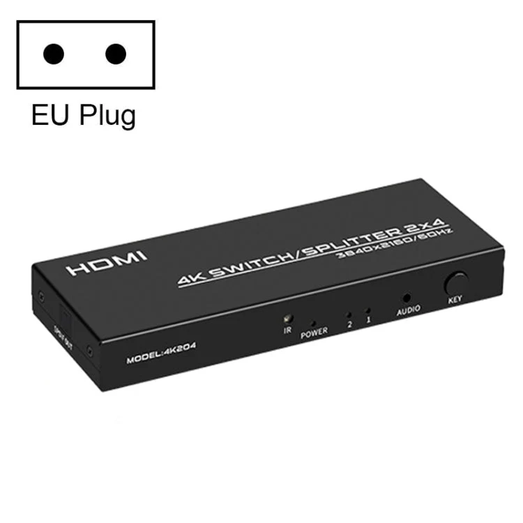 Skanto | FJGEAR FJ-4K204 2 In 4 Out HD 4K Audio HDMI Switch Distributor, Steckertyp: EU-Stecker