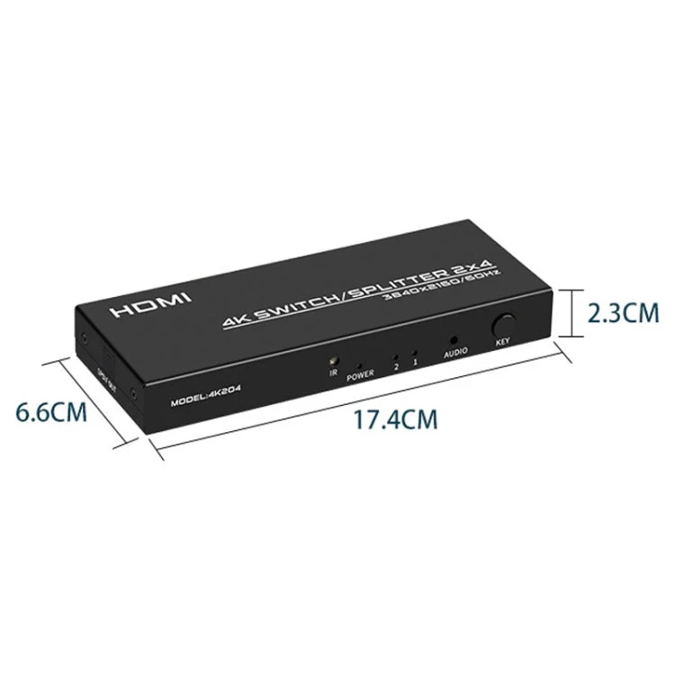 Skanto | FJGEAR FJ-4K204 2 In 4 Out HD 4K Audio HDMI Switch Distributor, Steckertyp: EU-Stecker