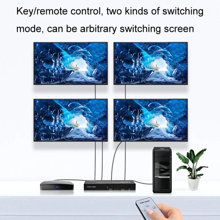 Skanto | FJGEAR FJ-4K204 2 In 4 Out HD 4K Audio HDMI Switch Distributor, Steckertyp: EU-Stecker