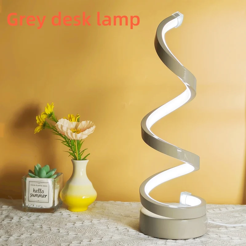 Skanto | Moderne Spiral-Tischlampe – Kreative LED-Schreibtischlampe mit sanftem warmem Licht, perfekt für Schlafzimmer-, Wohnzimmer- und Arbeitszimmer-Dekoration