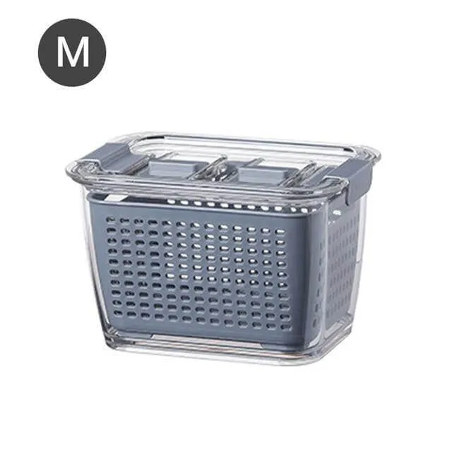 Skanto | Multifunktionale Gemüse- und Obst-Kühlschrank-Abtropf-Organizer-Box mit Deckel