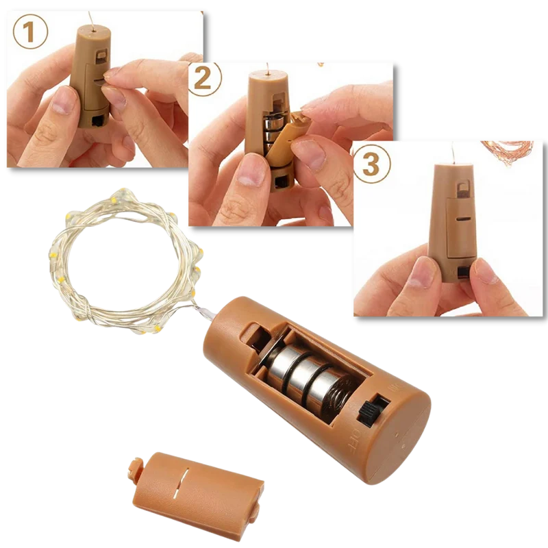 Flaschen-LED-Lichter mit Korken (3er-Pack)
