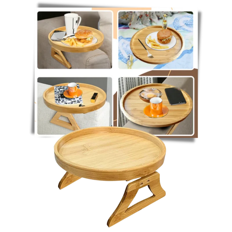 Klappbarer Armlehnentisch aus Holz