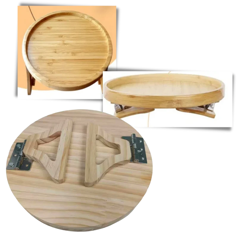 Klappbarer Armlehnentisch aus Holz