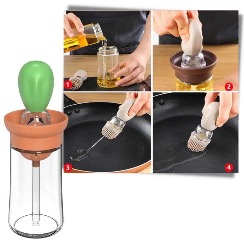 Glas-Ölflasche mit Pinsel
