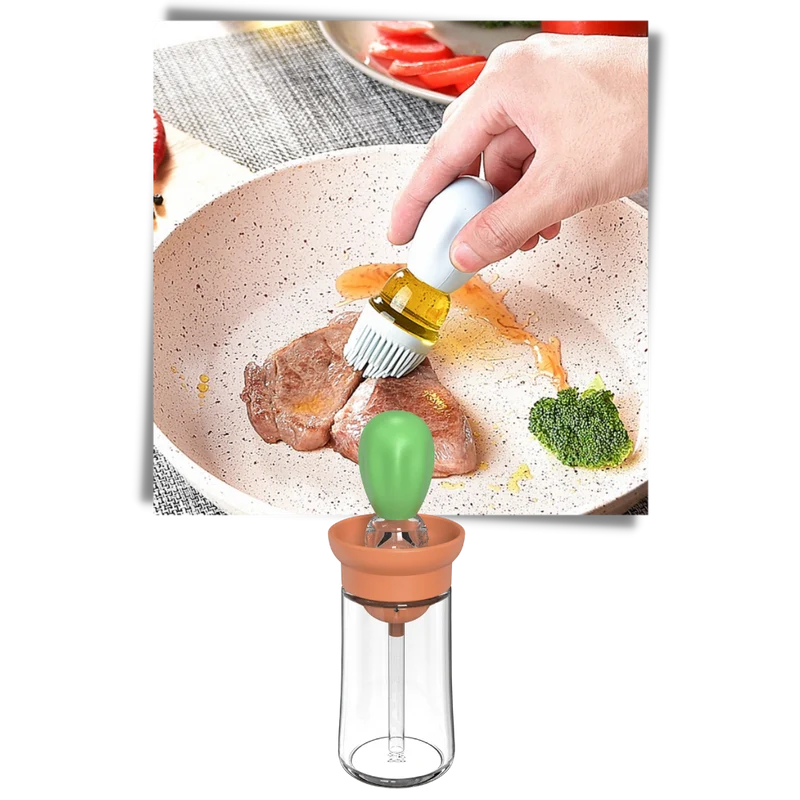 Glas-Ölflasche mit Pinsel