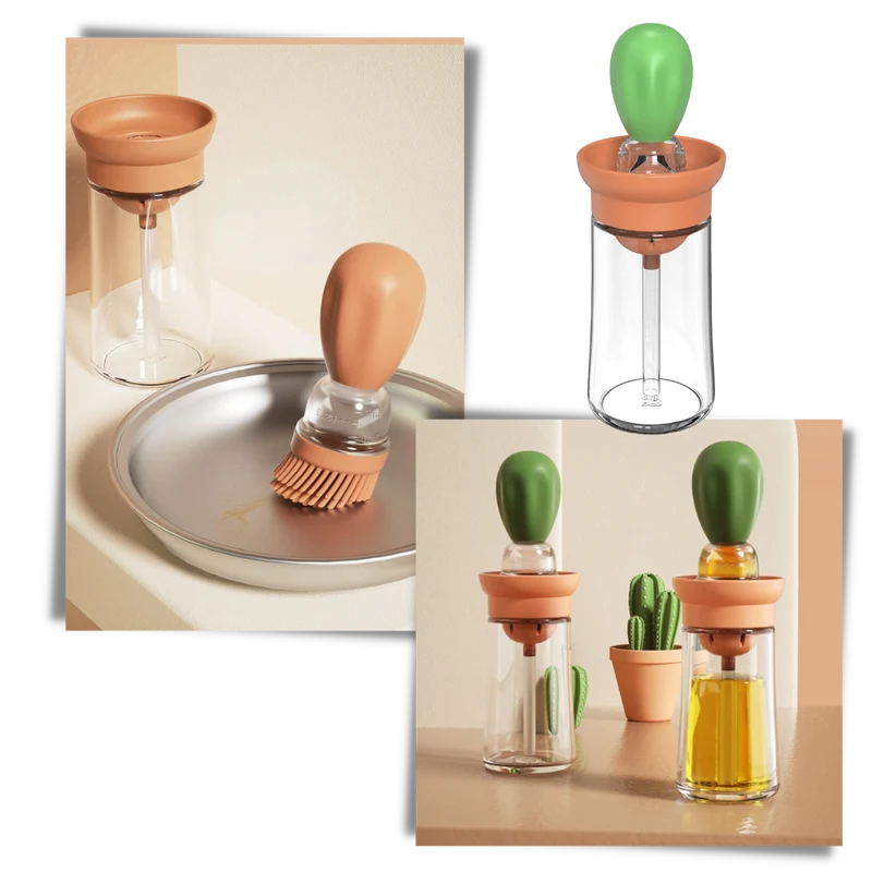 Glas-Ölflasche mit Pinsel