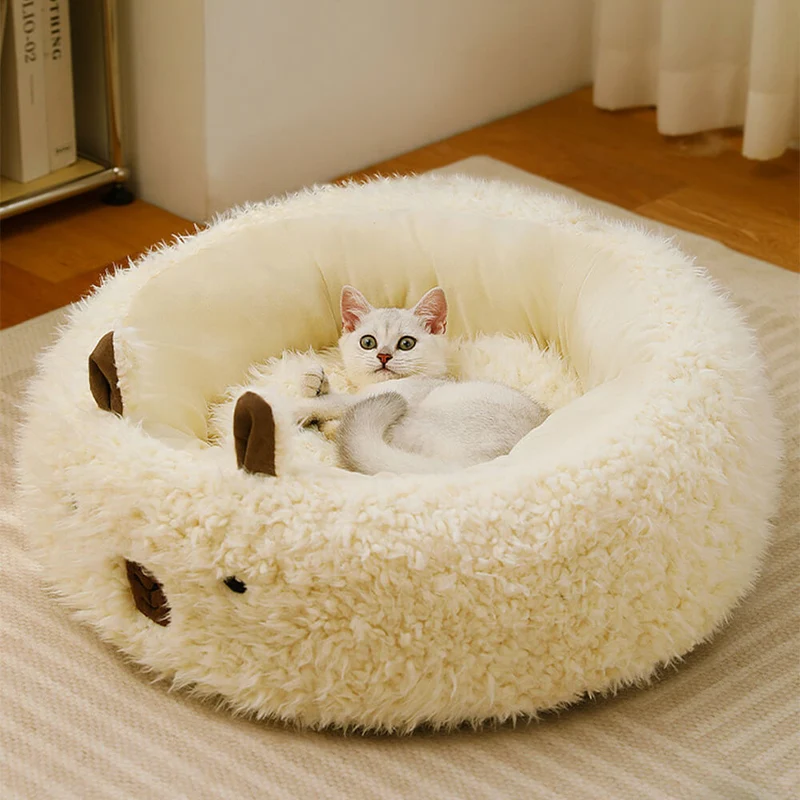 Skanto | Alpaka-förmiges, flauschiges, warmes, abnehmbares Hunde- und Katzenbett