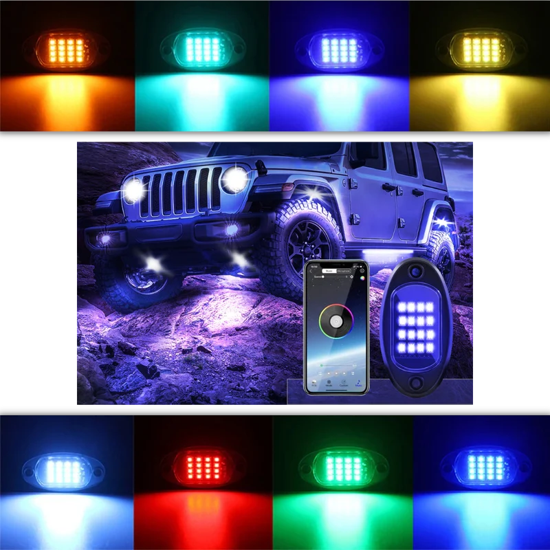 Packung mit 8 RGB-Leuchten für Fahrzeuge