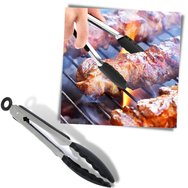 Grillzange aus Edelstahl mit Silikongriff