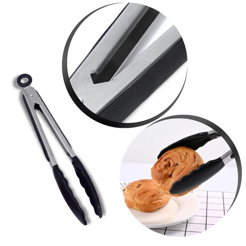 Grillzange aus Edelstahl mit Silikongriff