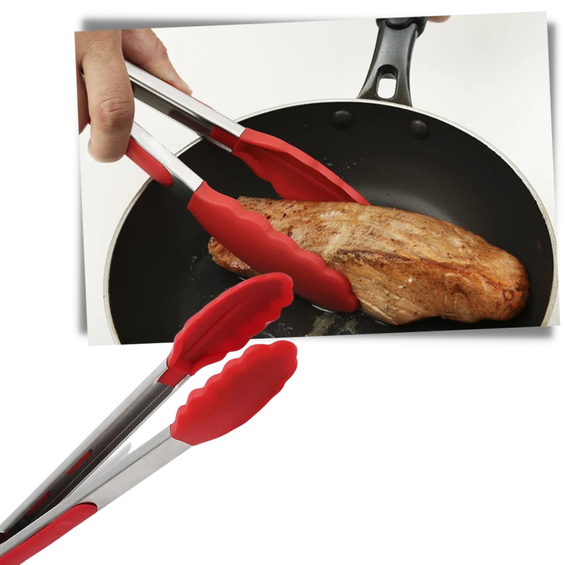 Grillzange aus Edelstahl mit Silikongriff