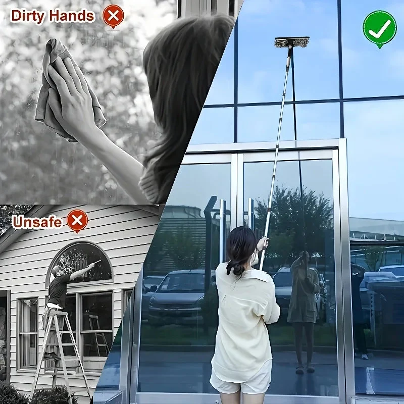 SkyReach™ | Fensterreiniger – 4,45 m Teleskopstange, 2-in-1 & streifenfrei
