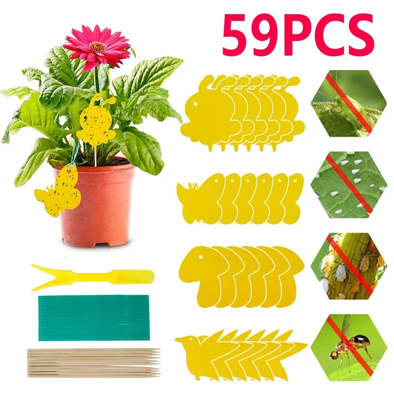 PestiGuard™ | Pflanzenfallen – 59er Set, ungiftig & wetterfest gegen Insekten