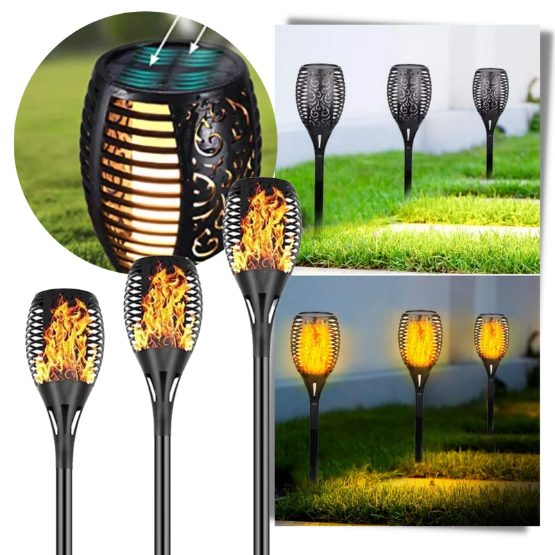 LED-Solarfackel mit flackernder Flamme