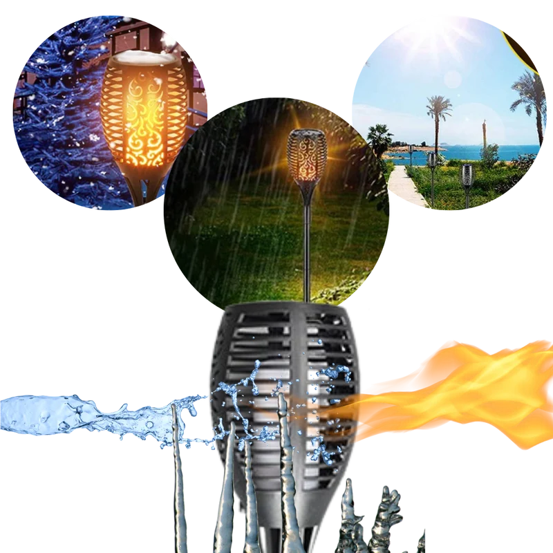 LED-Solarfackel mit flackernder Flamme