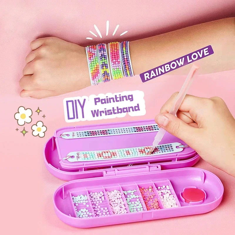 Verstellbares DIY Diamant-Malerei Armband für Kinder und Erwachsene – Kreatives Schmuck-Bastelset mit Stickkunst