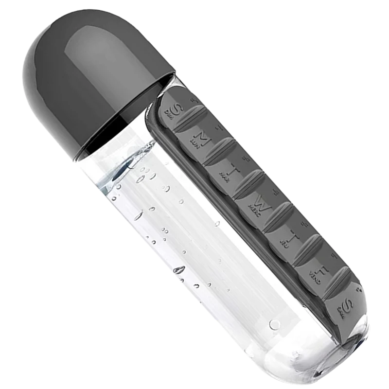 Plastik-Wasserflasche mit Pillendose