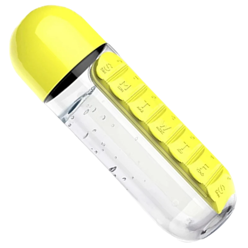 Plastik-Wasserflasche mit Pillendose