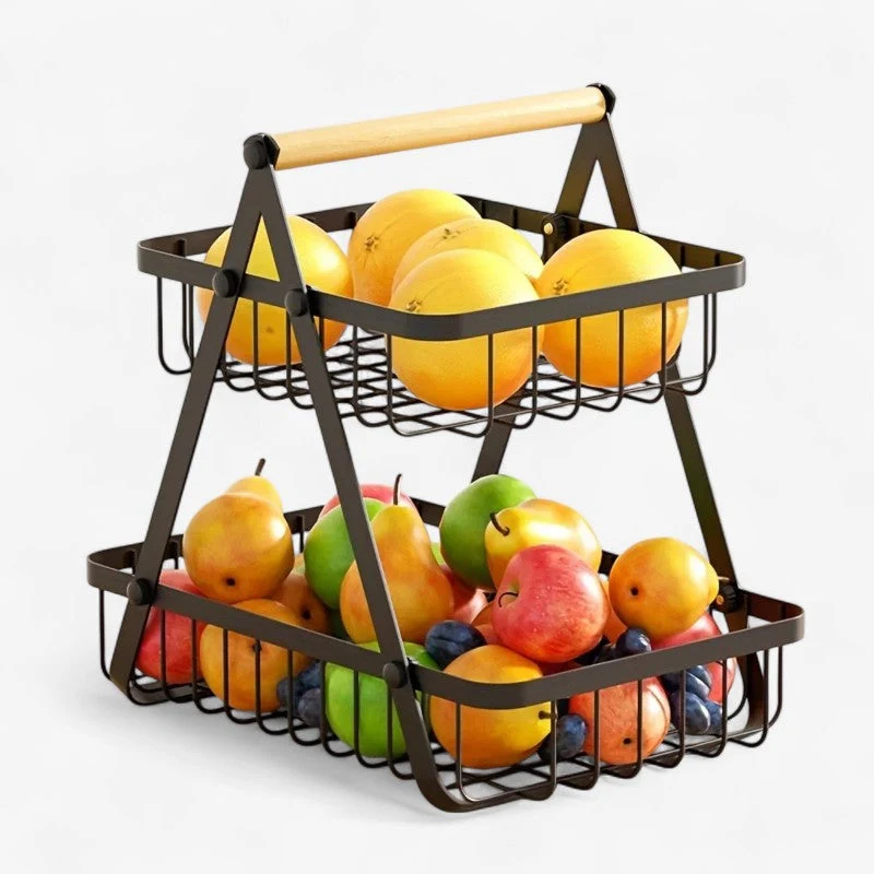 OrganiStack™ | Eisenkorb mit Griff – Abnehmbare Perlen, 2- oder 3-lagig