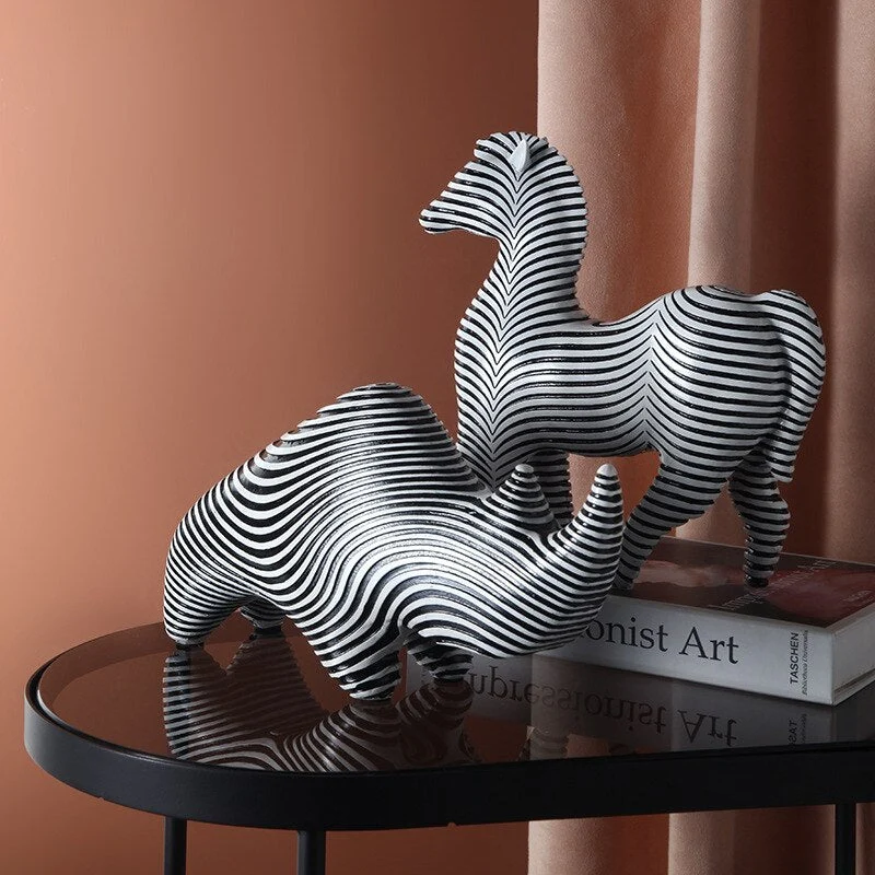 Skanto Figuren Heimdekoration Harz Nashorn Skulpturen Figuren für Innenornamente Heimdekoration Kunsthandwerk Zubehör