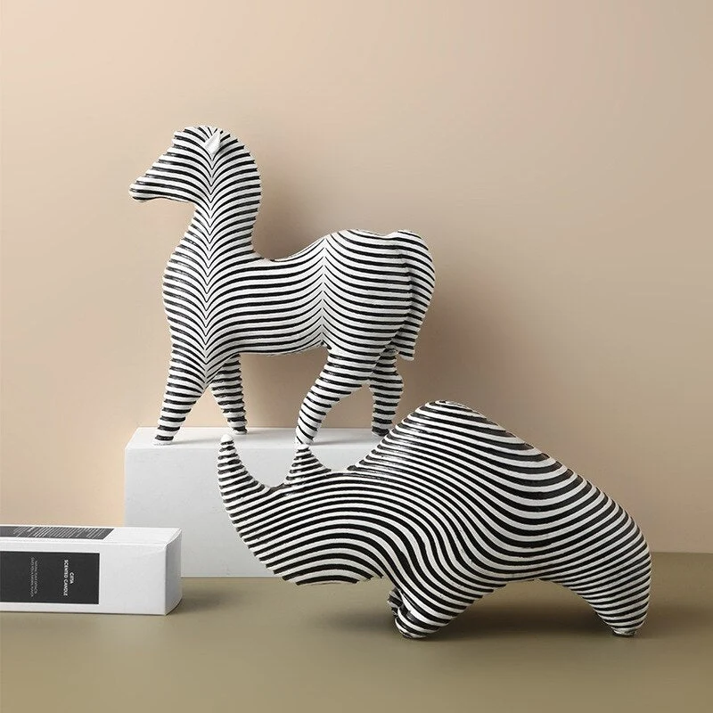 Skanto Figuren Heimdekoration Harz Nashorn Skulpturen Figuren für Innenornamente Heimdekoration Kunsthandwerk Zubehör