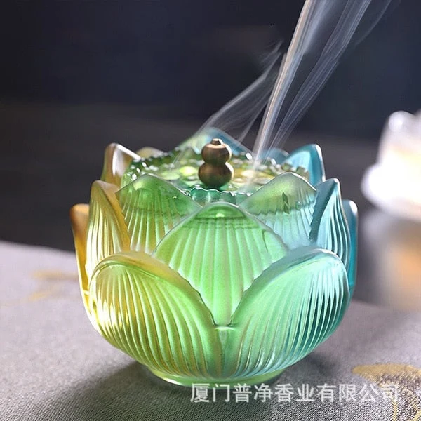 Skanto Decor Skanto Indoor Räucherofen Zeder Ofen Lotus Wasser Glasierter Rauchstempel Ofen Ornament