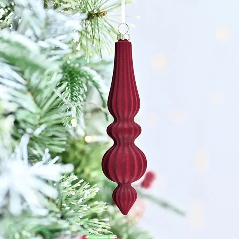 Bruchfeste Samt-Weihnachtskugeln – Wiederverwendbare Kegel-Hängedekorationen für den Weihnachtsbaum 6 Stk.