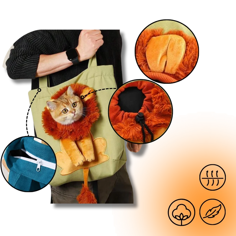 Weiche und atmungsaktive Löwen-Katzentragetasche
