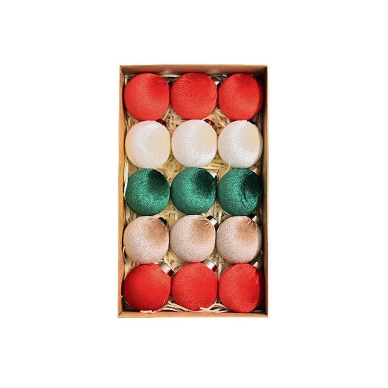 Bruchfeste Samt-Ornamente – Beflockte Hängekugeln für wiederverwendbare Weihnachtsbaumdekoration & Partygeschenke 15 Stk.