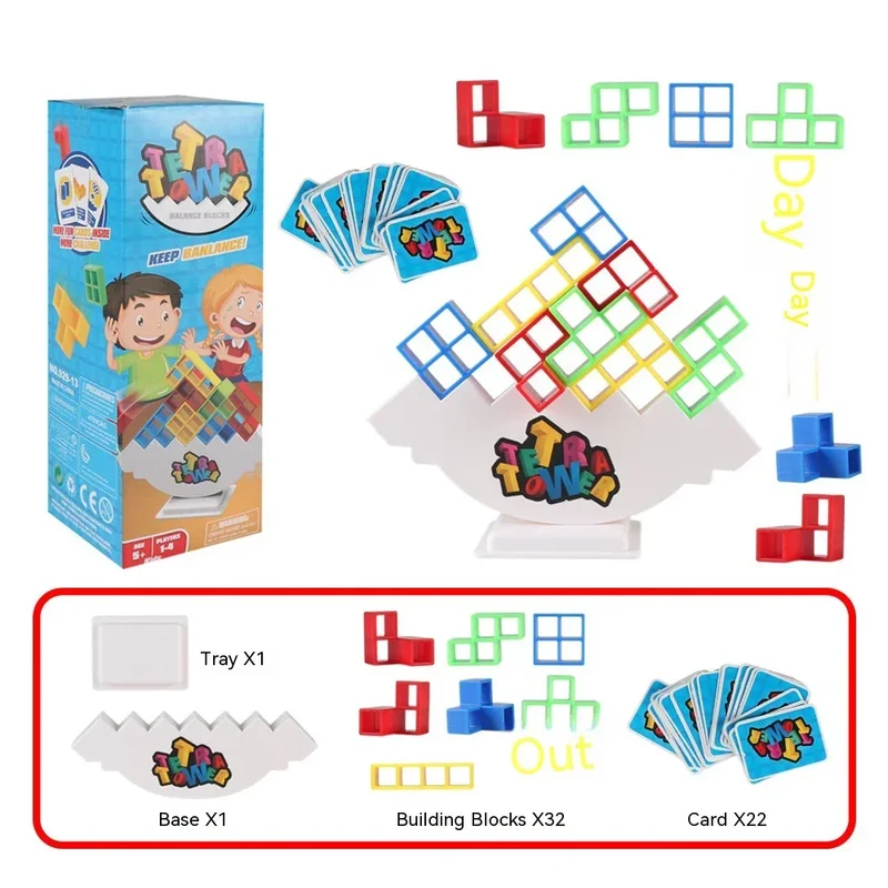 Buntes Balance-Stapelspiel – Lustiges Tetra Tower Puzzle für Kinder & Erwachsene, Perfekt für Familienabende & Geschenke