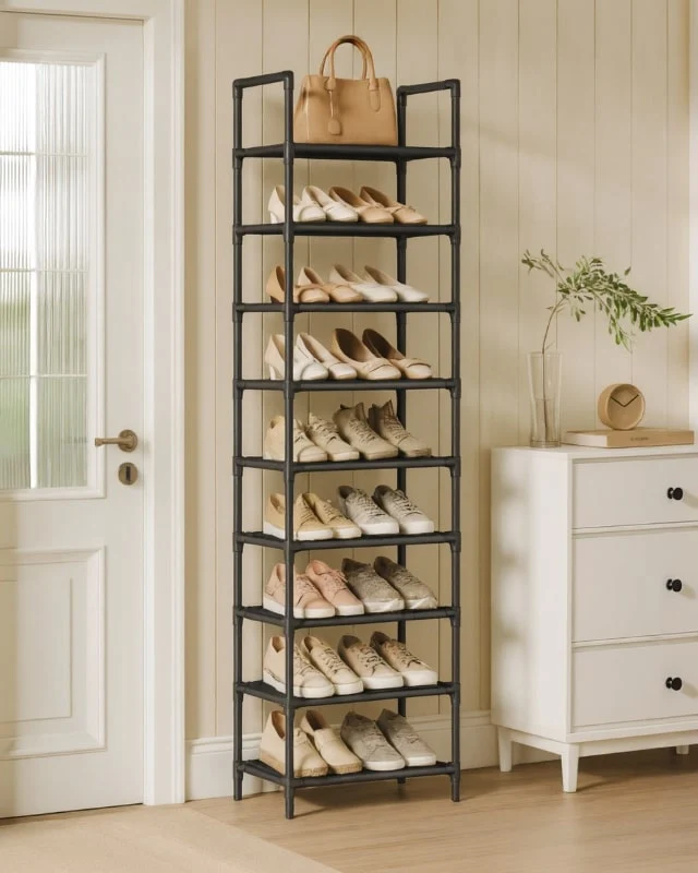StahlLine™ | Schuhschrank aus Metall | Schmales Schuhregal | Platzsparende Schuhaufbewahrung