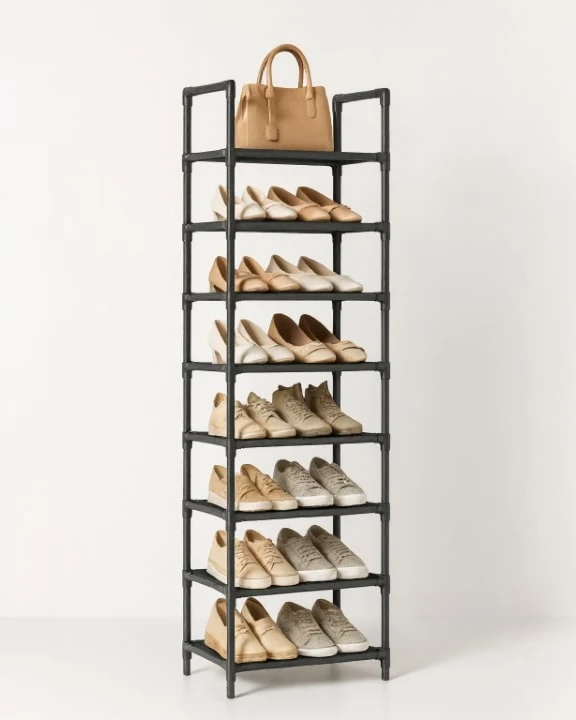 StahlLine™ | Schuhschrank aus Metall | Schmales Schuhregal | Platzsparende Schuhaufbewahrung