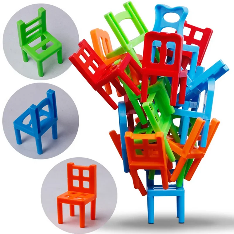 Pädagogisches Balance-Stuhl-Spiel für Kinder – Buntes 18-teiliges Spielset, Umweltfreundlicher ABS-Kunststoff, Lustige Lernaktivität