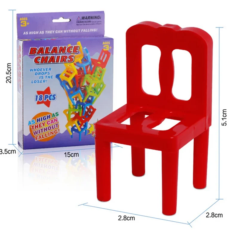 Pädagogisches Balance-Stuhl-Spiel für Kinder – Buntes 18-teiliges Spielset, Umweltfreundlicher ABS-Kunststoff, Lustige Lernaktivität