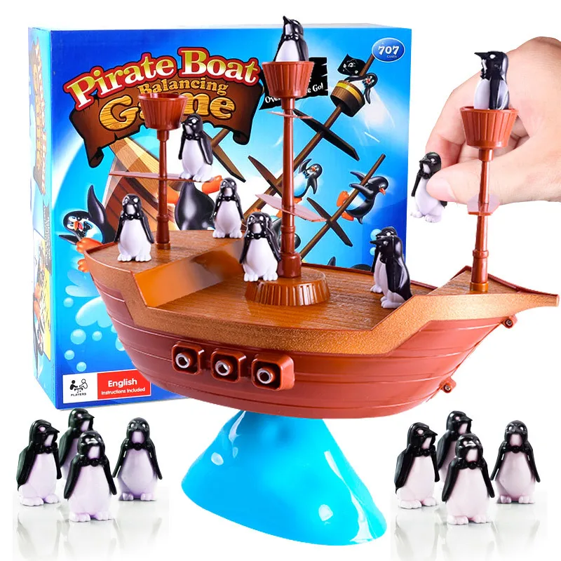 Buntes Piratenschiff-Balance-Spiel – Lustiges Pinguin-Puzzle für Kinder, Eltern-Kind-Interaktion, ideales Geburtstagsgeschenk