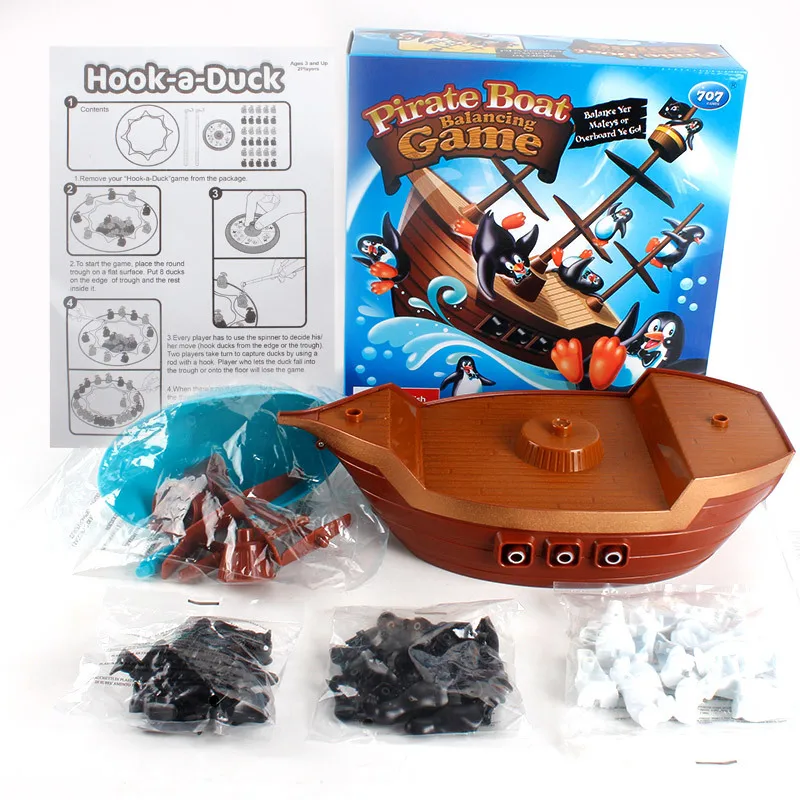 Buntes Piratenschiff-Balance-Spiel – Lustiges Pinguin-Puzzle für Kinder, Eltern-Kind-Interaktion, ideales Geburtstagsgeschenk