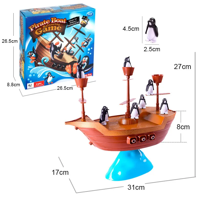 Buntes Piratenschiff-Balance-Spiel – Lustiges Pinguin-Puzzle für Kinder, Eltern-Kind-Interaktion, ideales Geburtstagsgeschenk