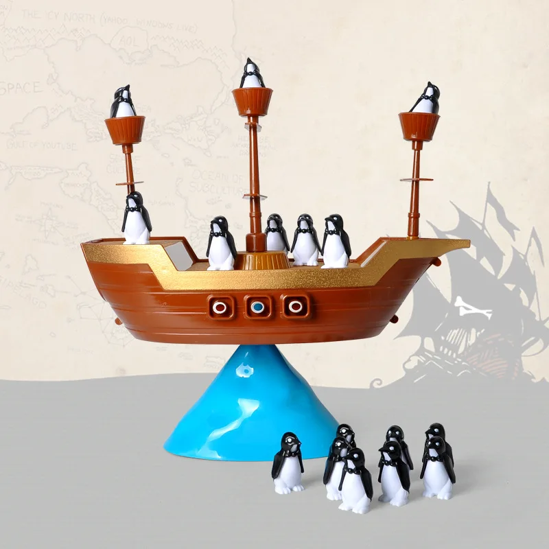 Buntes Piratenschiff-Balance-Spiel – Lustiges Pinguin-Puzzle für Kinder, Eltern-Kind-Interaktion, ideales Geburtstagsgeschenk