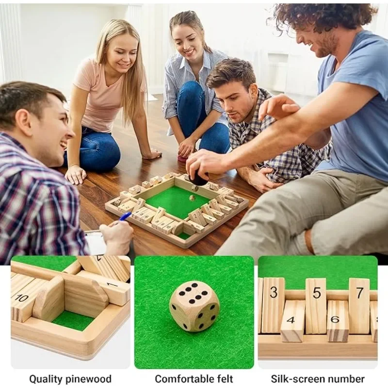 Spannendes vierseitiges Würfelspiel-Set für Familie und Freunde – Lustige Partyaktivität für Kinder und Erwachsene