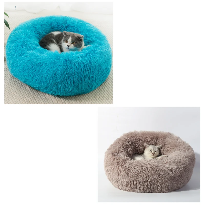 Donut-Haustierbett aus flauschigem Plüsch