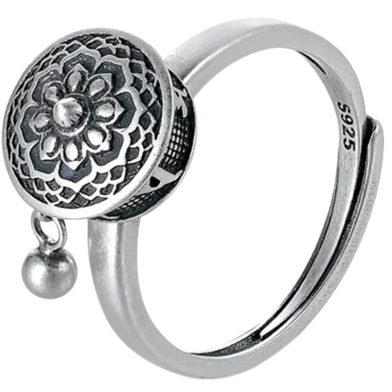 Drehbarer buddhistischer Mantra-Ring für Damen