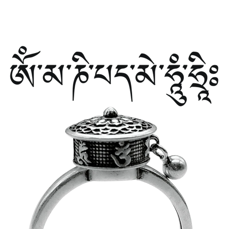 Drehbarer buddhistischer Mantra-Ring für Damen