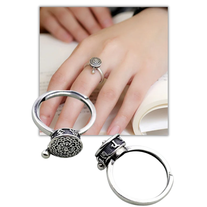Drehbarer buddhistischer Mantra-Ring für Damen