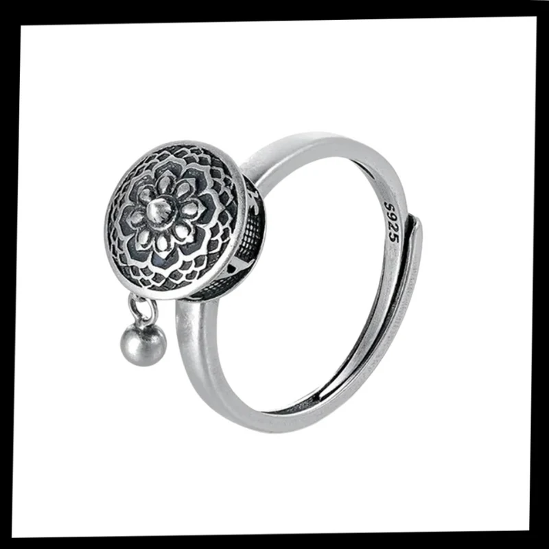 Drehbarer buddhistischer Mantra-Ring für Damen