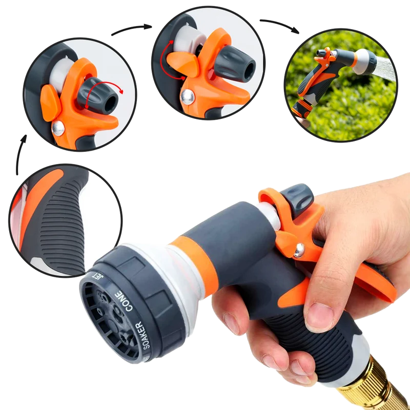 Gartenschlauch-Spritzpistole mit 8 Strahlarten