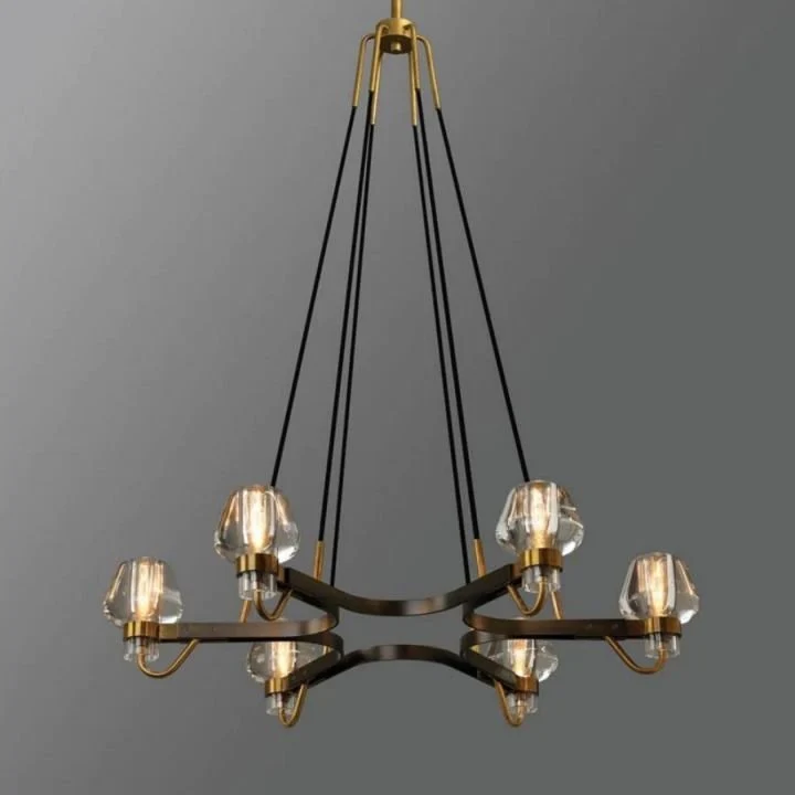 Skanto Messing- und Glas-Kronleuchter mit 6 Lichtern